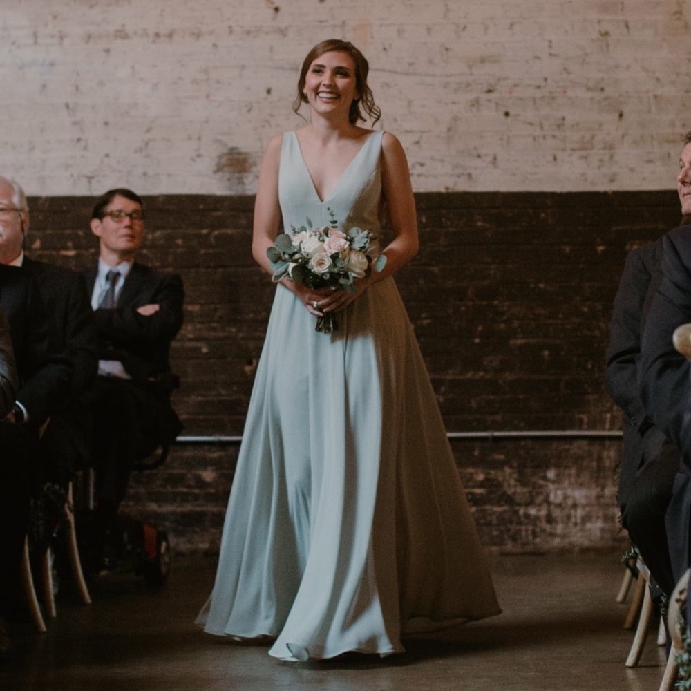 Anthropologie Mint Sage V-Neck Maxi Dress